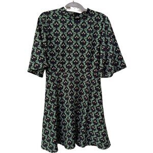 ANTHROPOLOGIE Paper Crane Ethereal Floral Mini Dress SMALL Flutter Sleeve EUC